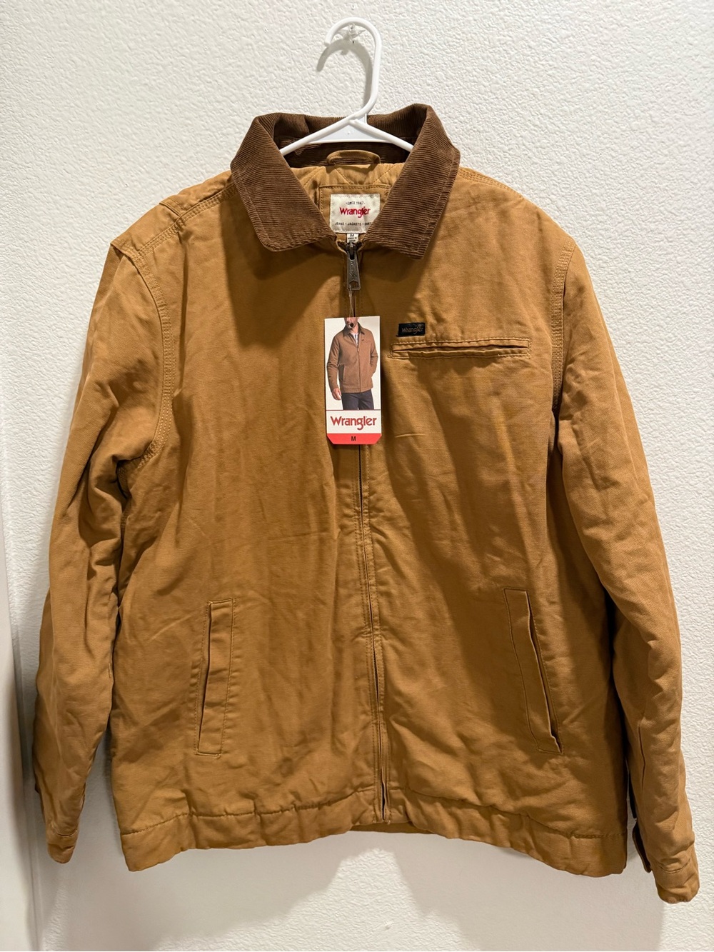 Wrangler Carhartt-Style Tan Jacket with Dark Brown Corduroy Collar